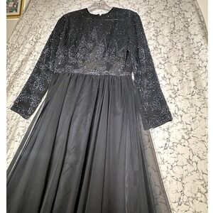 Vintage 1960s Jack Bryan Saks Fifth Ave Sparkle Embroidered Maxi Dress | Sz: 12